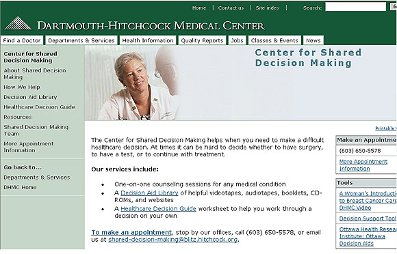 Screen Capture: Dartmouth-Hitchcock Medical Center